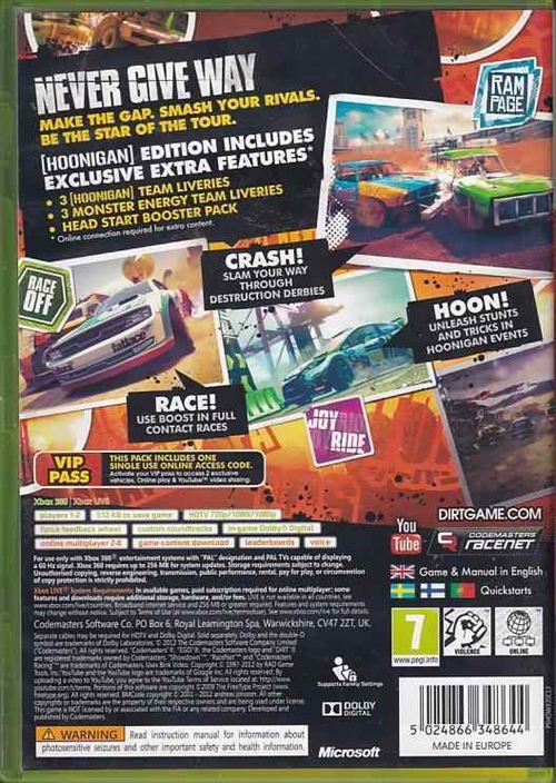 DiRT Showdown Hoonigan Edition - XBOX 360 (B Grade) (Genbrug)